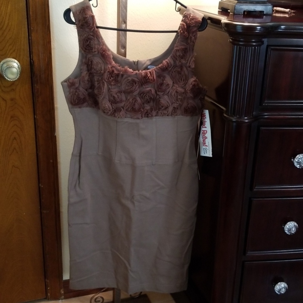 Taupe color structured dress